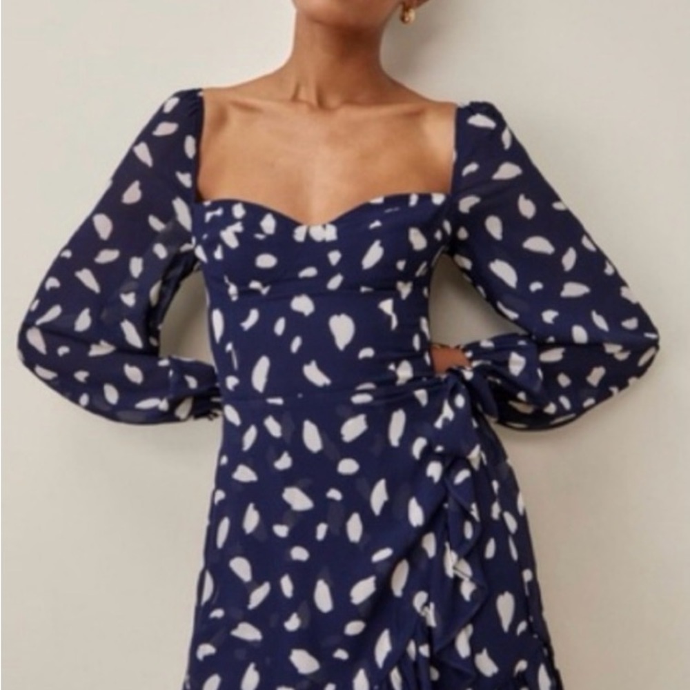 Reformation Navy and White Patterned Dress - Picture 4 of 4